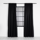 LUNVA Custom Blackout Curtains with Linen-Look Texture – Black